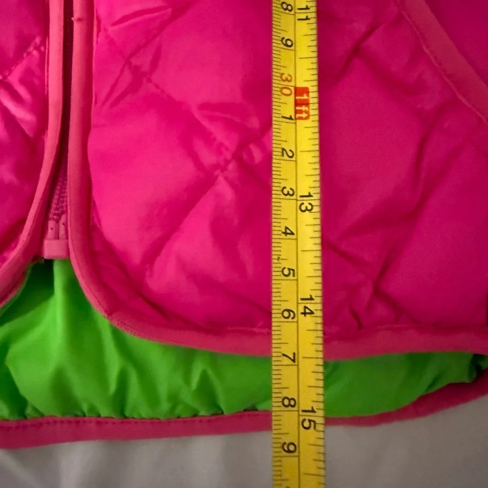Ralph Lauren Girls Hot Pink Quilted Puffer Vest with Green Logo